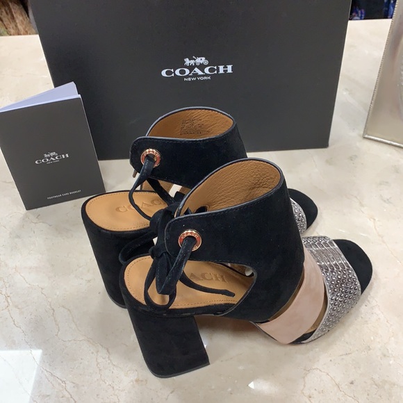 COACH 1941 SANDALS LIKE NEW MINETTA SNAKE AND SUEDE W/CHUNKY BLACK HEEL SIZE 8 - Picture 10 of 10